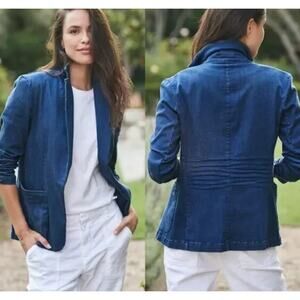 Frank & Eileen Jacket Dublin Denim Blazer Women's Size Medium Blue